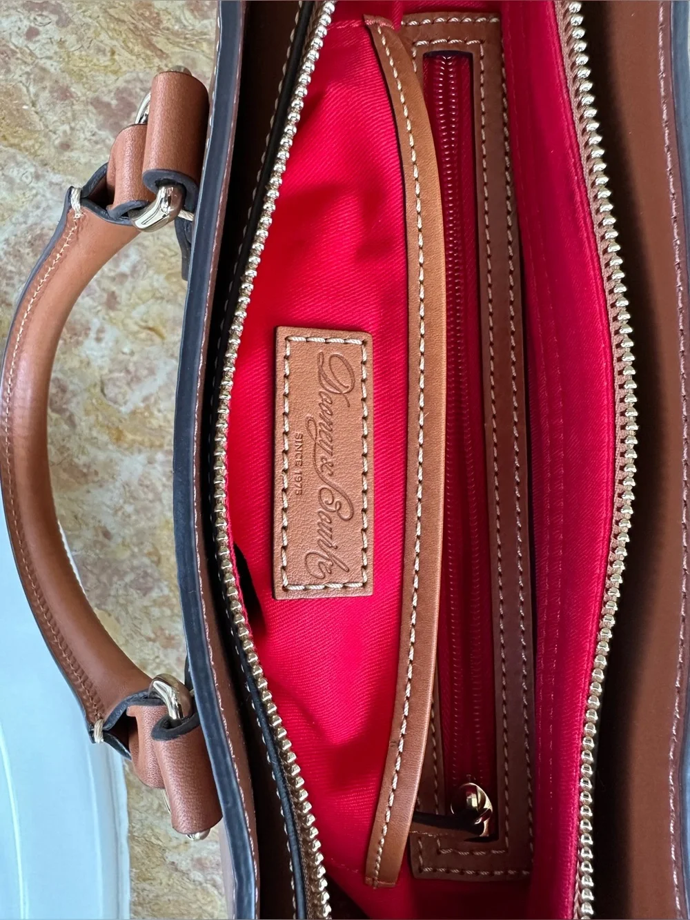 Dooney & Bourke Wexford Leather Small Heidi Satchel in Chestnut Brown K2625845